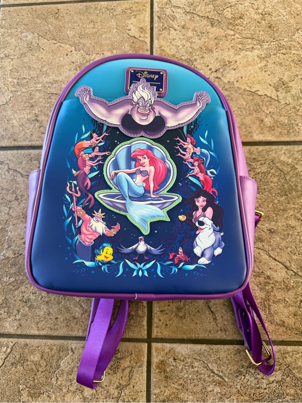 Disney Little Mermaid Teal and Purple small Backpack